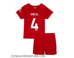 Liverpool Virgil van Dijk #4 Domáci Detský futbalový dres 2023-24 Krátky Rukáv (+ trenírky)